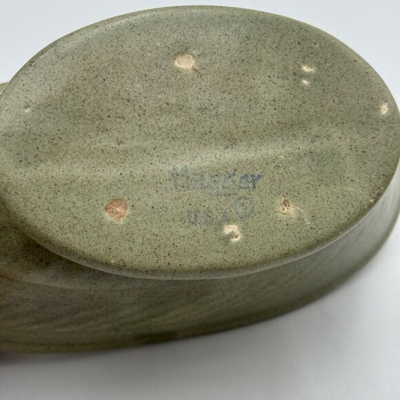 Vintage Haeger Pottery Green Oval Compote Planter Mid Century - Picture 11 of 16